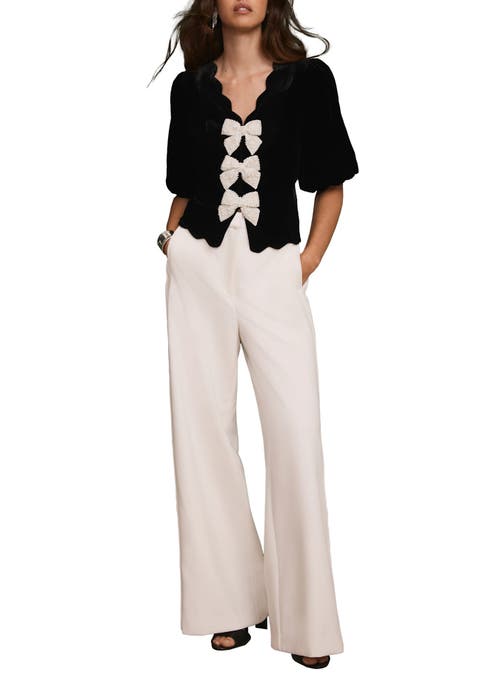 Mint Velvet Velvet Scallop Trim Top In Black