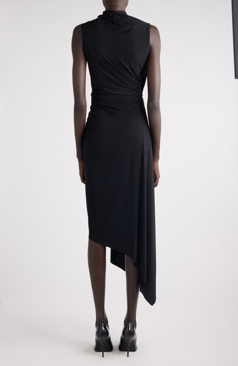 Balenciaga Draped Asymmetric Jersey Midi Dress, Alternate, color, 1000 Black