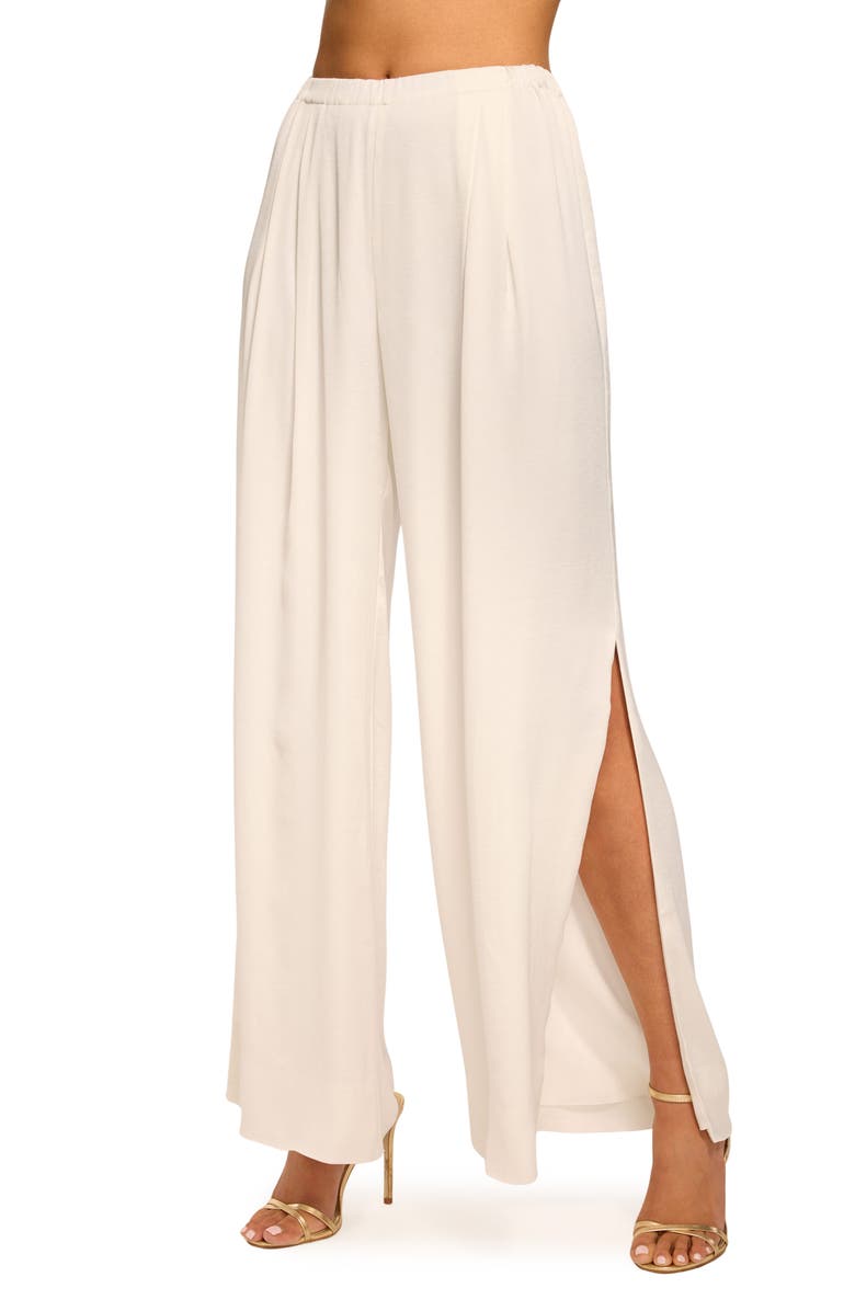 Ramy Brook Jolie Side Slit Crepe Pants, Alternate, color, Ivory