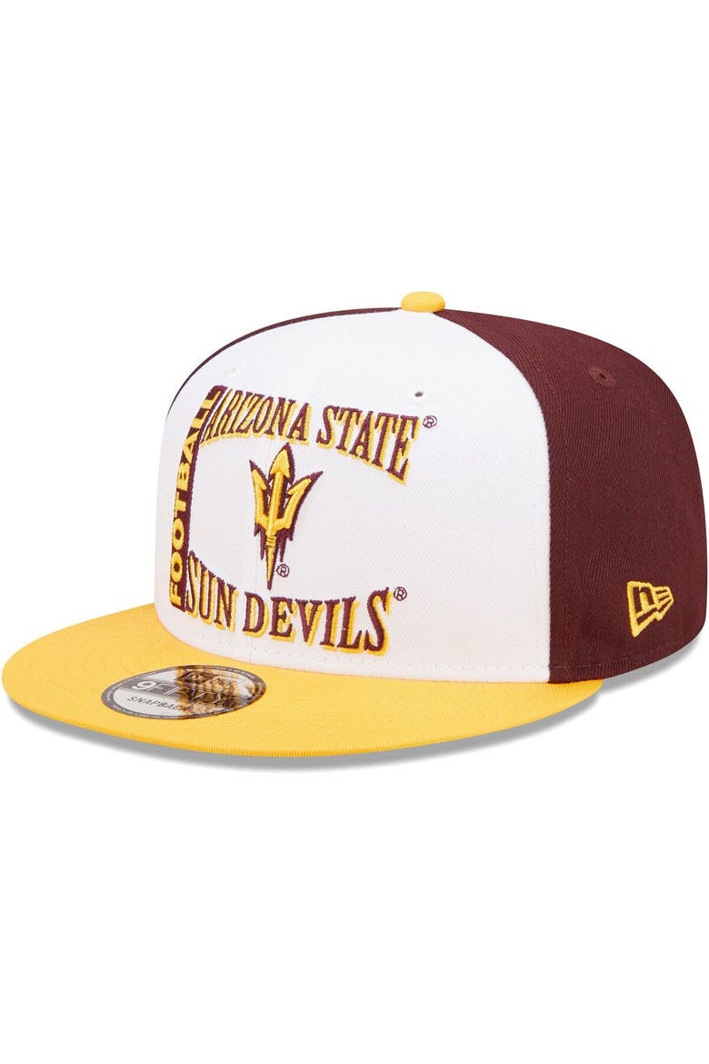 Men's New Era White/Maroon Arizona State Sun Devils Retro Sport 9FIFTY Snapback Hat, Main, color, Maroon