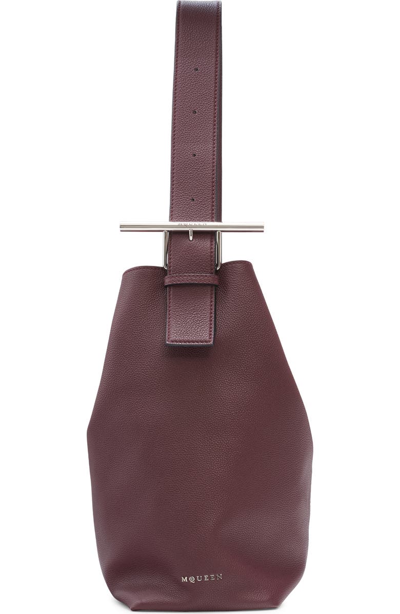 McQueen T-Bar Sling Hobo Bag, Alternate, color, 6408 Cranberry/ Silver