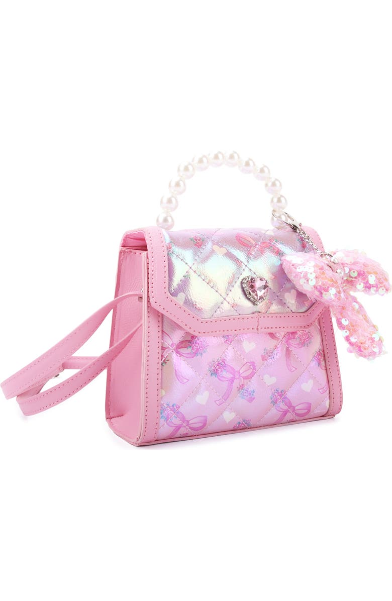 OMG Accessories Kids' Faux Pearl Top Handle Bag, Alternate, color, Pink Multi