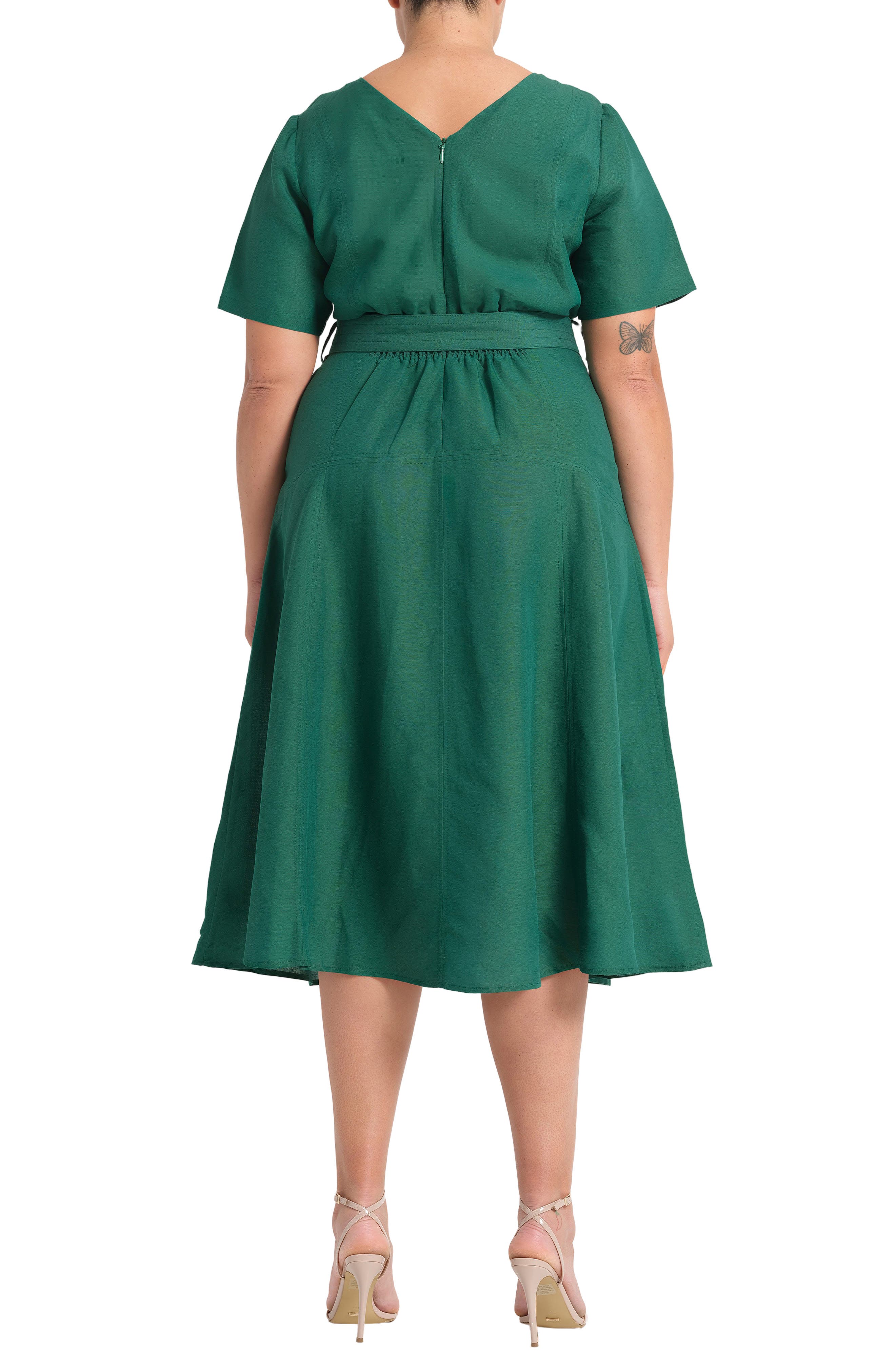 Aelin Linen Blend Fit & Flare Midi Dress - image 2