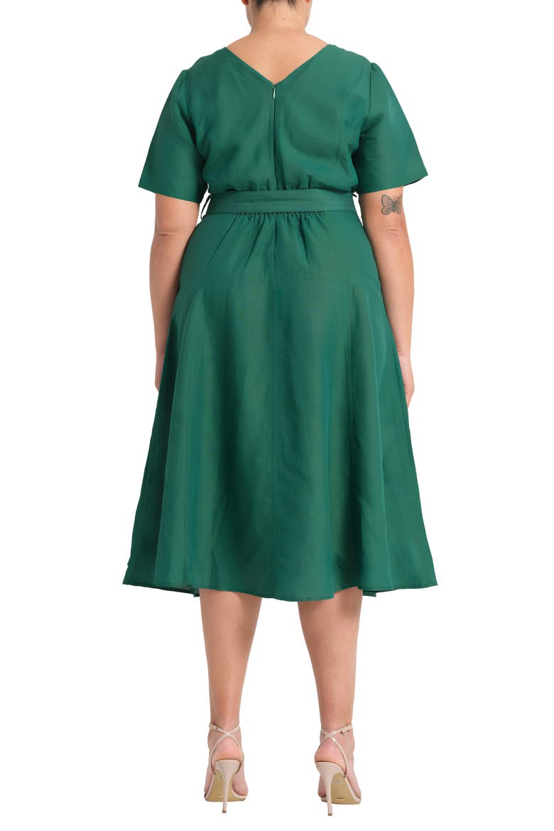 Aelin Linen Blend Fit & Flare Midi Dress, Alternate, color, JADE