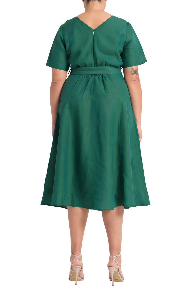 Estelle Aelin Linen Blend Fit & Flare Midi Dress, Alternate, color, Jade