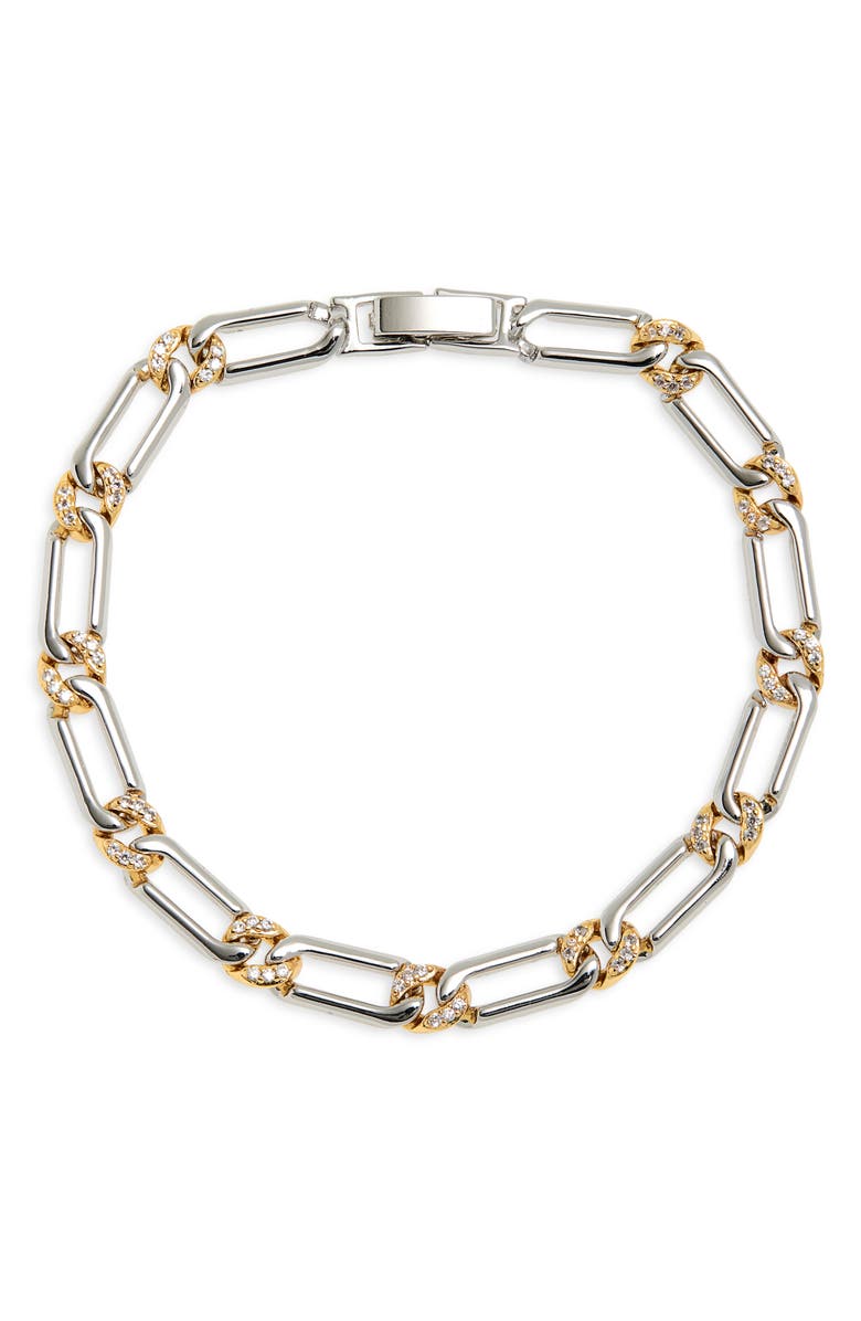 Luv AJ The Two-Tone Pavé Chain Bracelet, Main, color, 