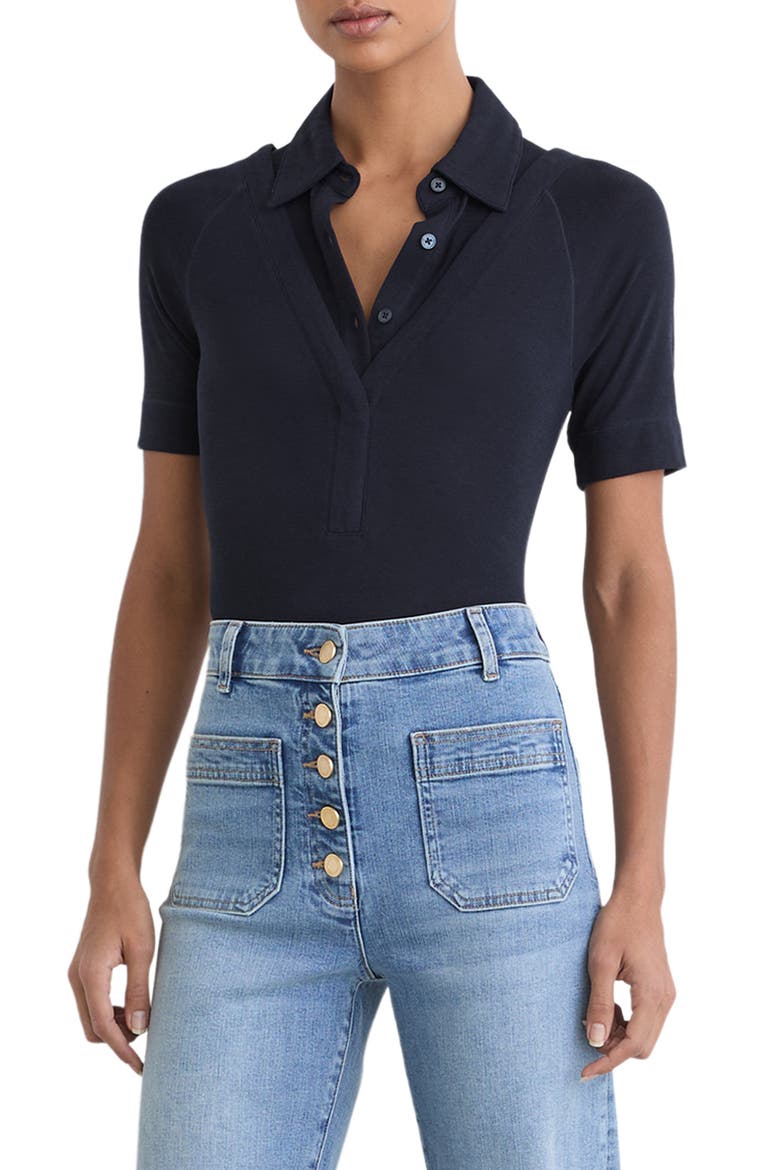 Shona Layered Look Polo, Main, color, NAVY