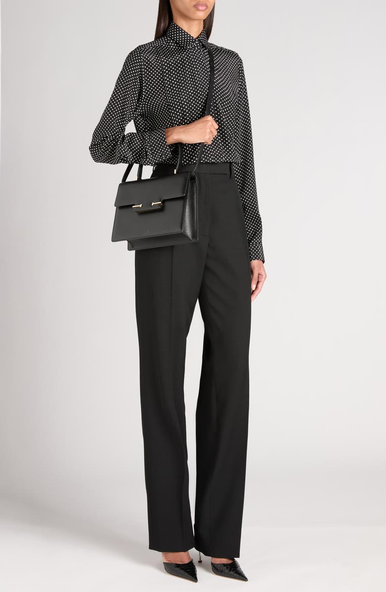 TOM FORD Mini Dot Pintuck Crepe Shirt, Alternate, color, Black/ Off White