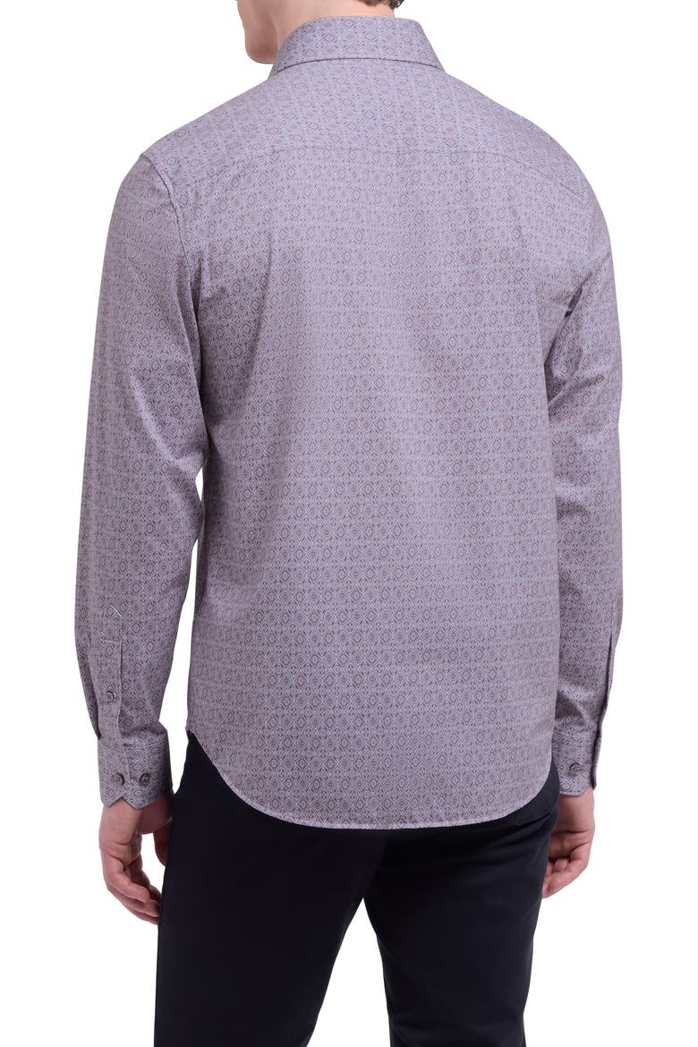 Devon OoohCotton® Geo Print Button-Up Shirt, Alternate, color, WOOD ROSE