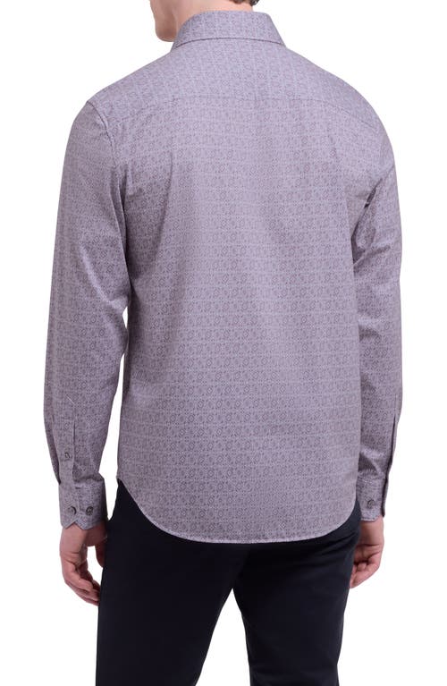 Bugatchi Devon Ooohcotton® Geo Print Button-up Shirt In Gray