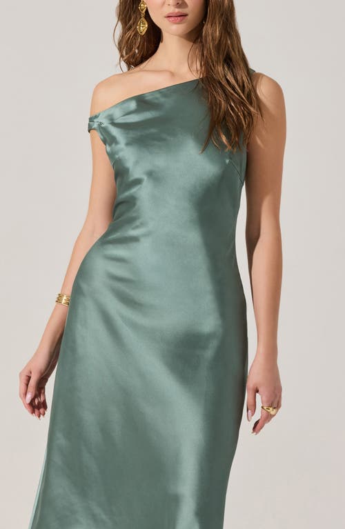 Astr The Label Elain One-shoulder Satin Dress In Green