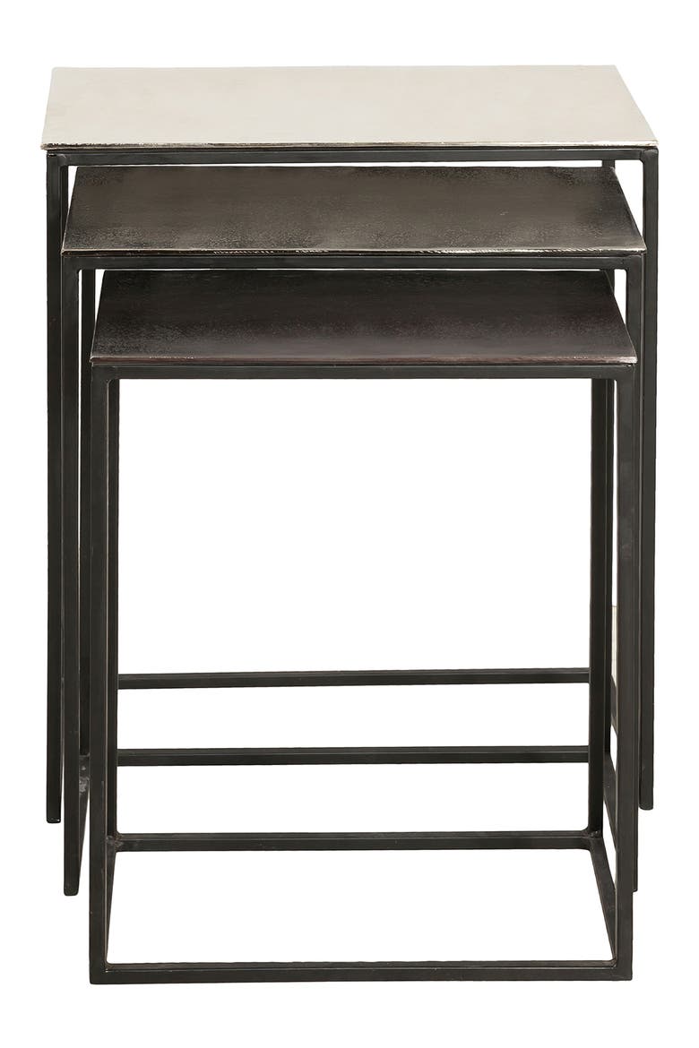 Manisa Set of 3 Metallic Nesting Tables, Alternate, color, RAW NICKEL BLACK BRONZE