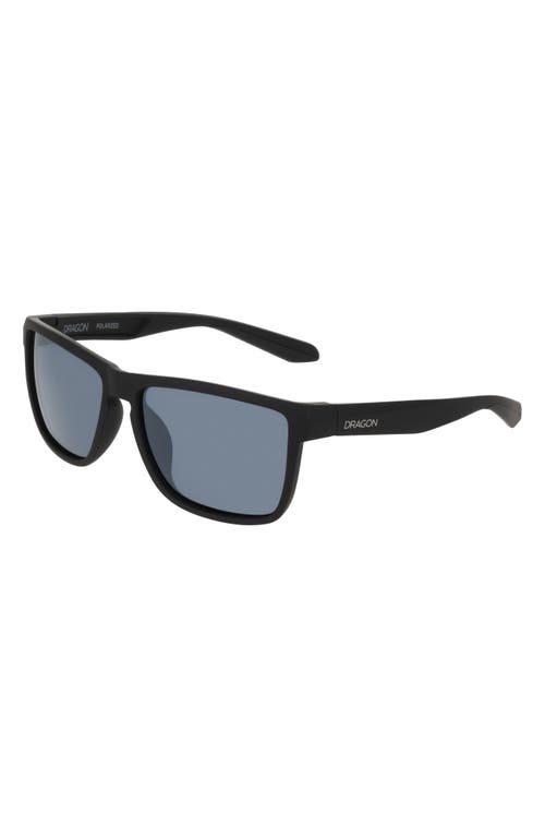 Dragon 58mm Rectangular Sunglasses In Matte Black/silver Flash