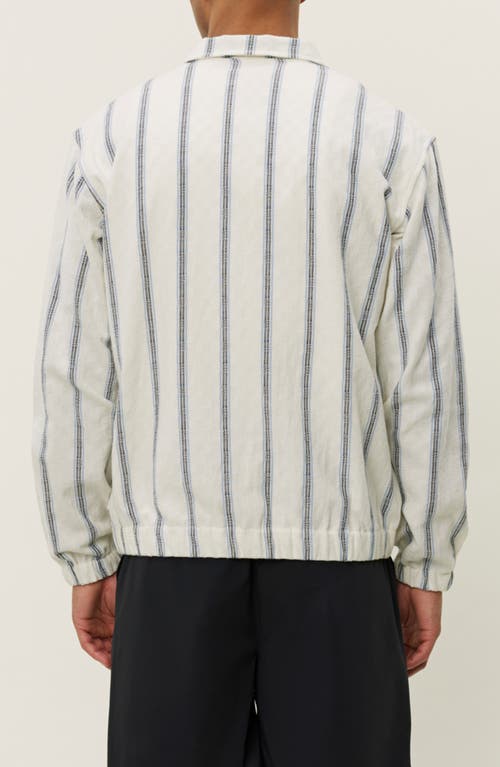 Les Deux Stanley Stripe Cotton Dobby Zip Jacket In White