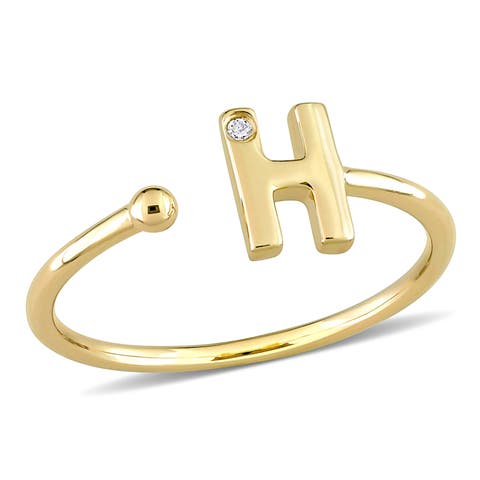 Diamond Initial Ring 10k Yellow Gold