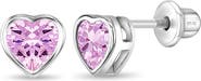 In Season Jewelry Bezel Cubic Zirconia Heart Earrings