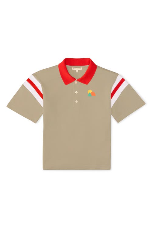 The Sunday Collective Kids' Play Organic Cotton Polo in Beige/Khaki 