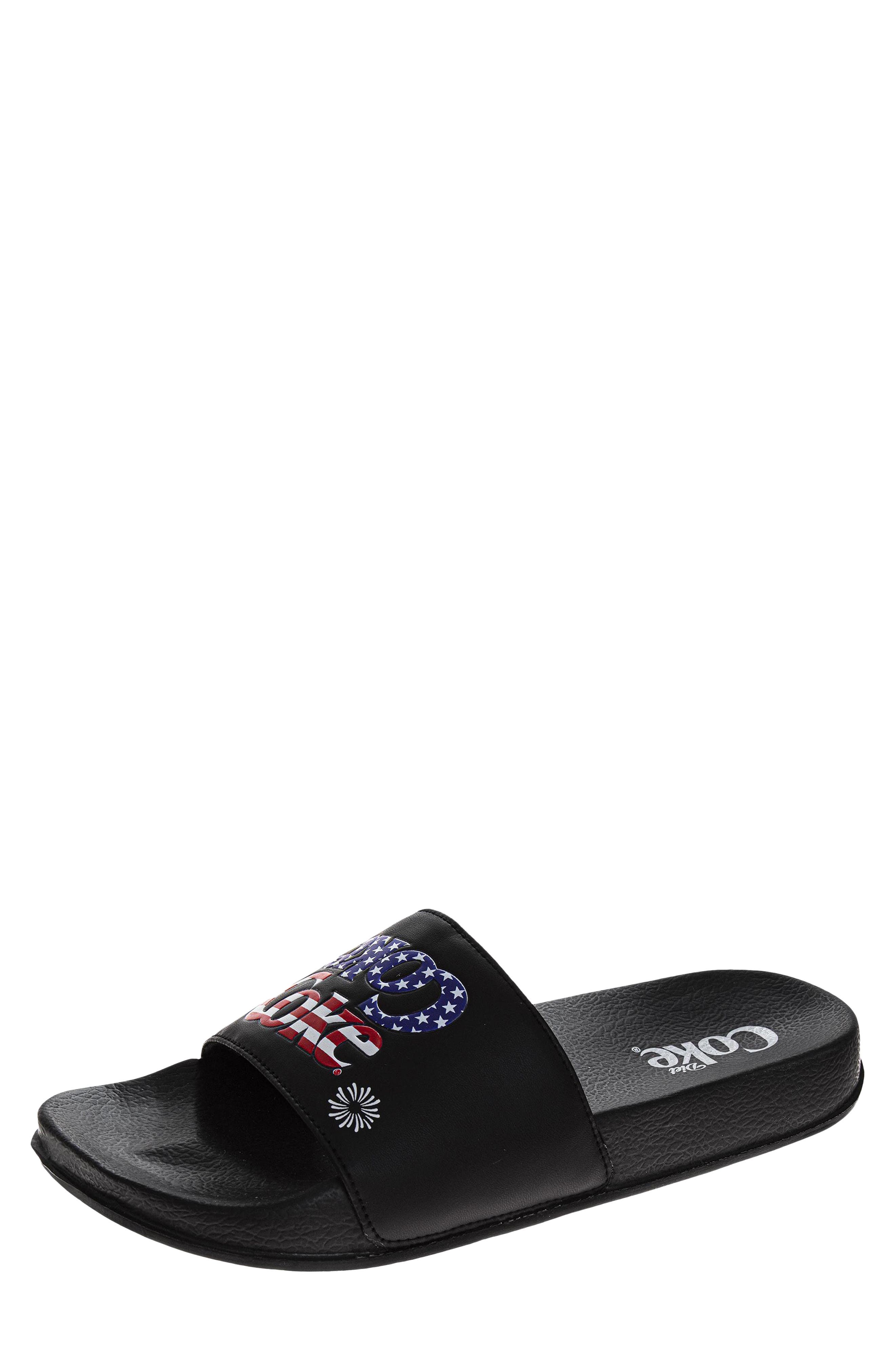 Coca-Cola Coke® Slide Sandal, Main, color, BLACK