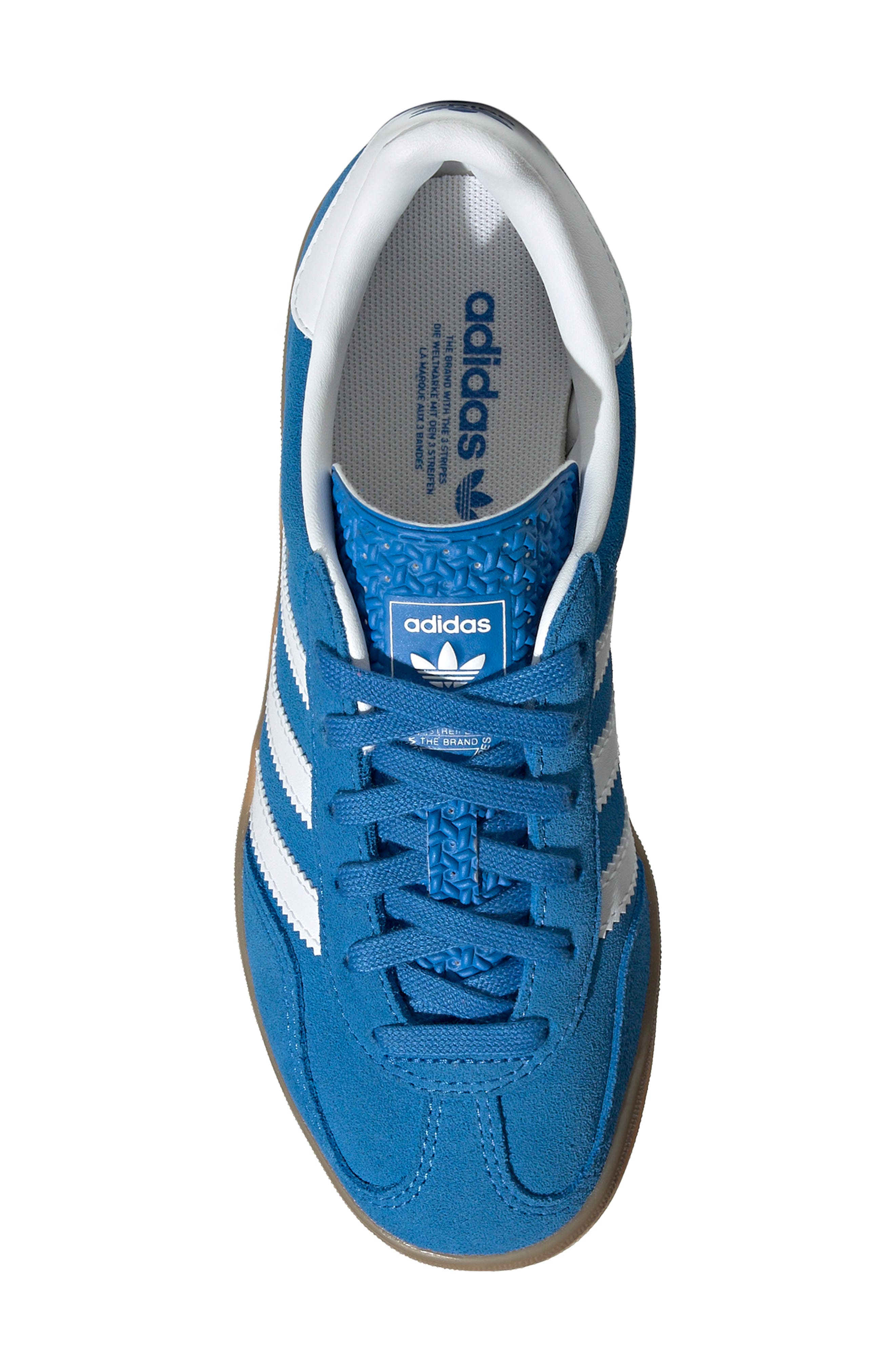 adidas Kids' Gazelle Indoor Sneaker, Alternate, color, Bluebird/ White/ Gum