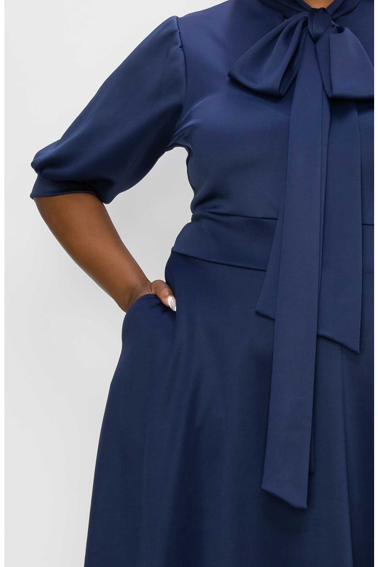 Carina Donna Fit & Flare Midi Dress, Alternate, color, NAVY