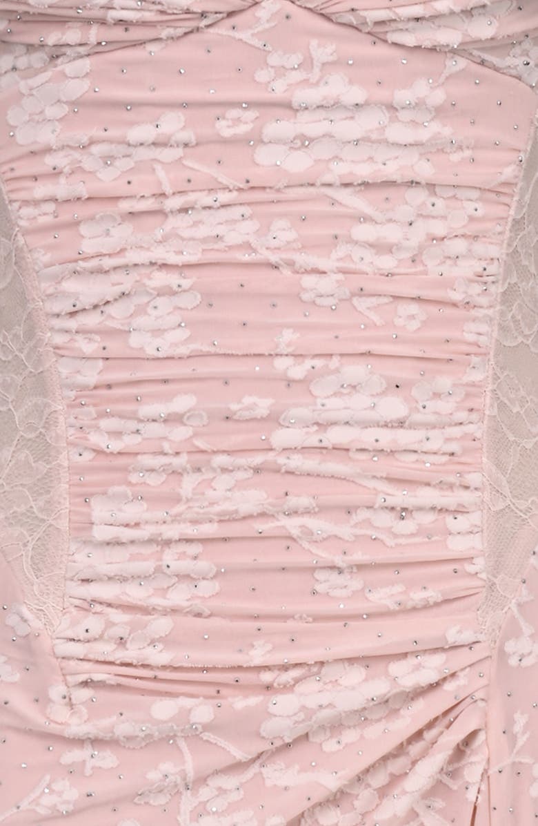 HOUSE OF CB Sabrine Lace Trim Corset Gown, Alternate, color, Blush