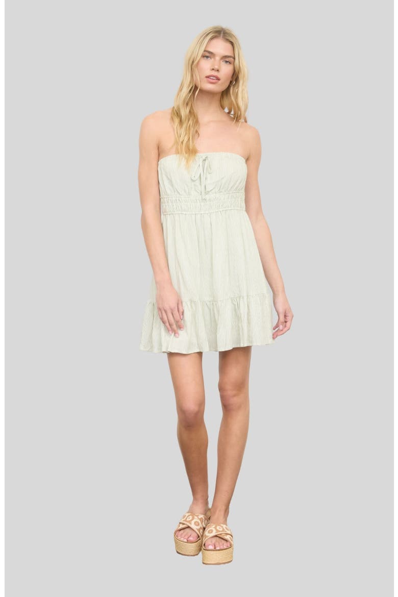 Stripe Ruffled Hem Strapless Dress, Alternate, color, OLIVE