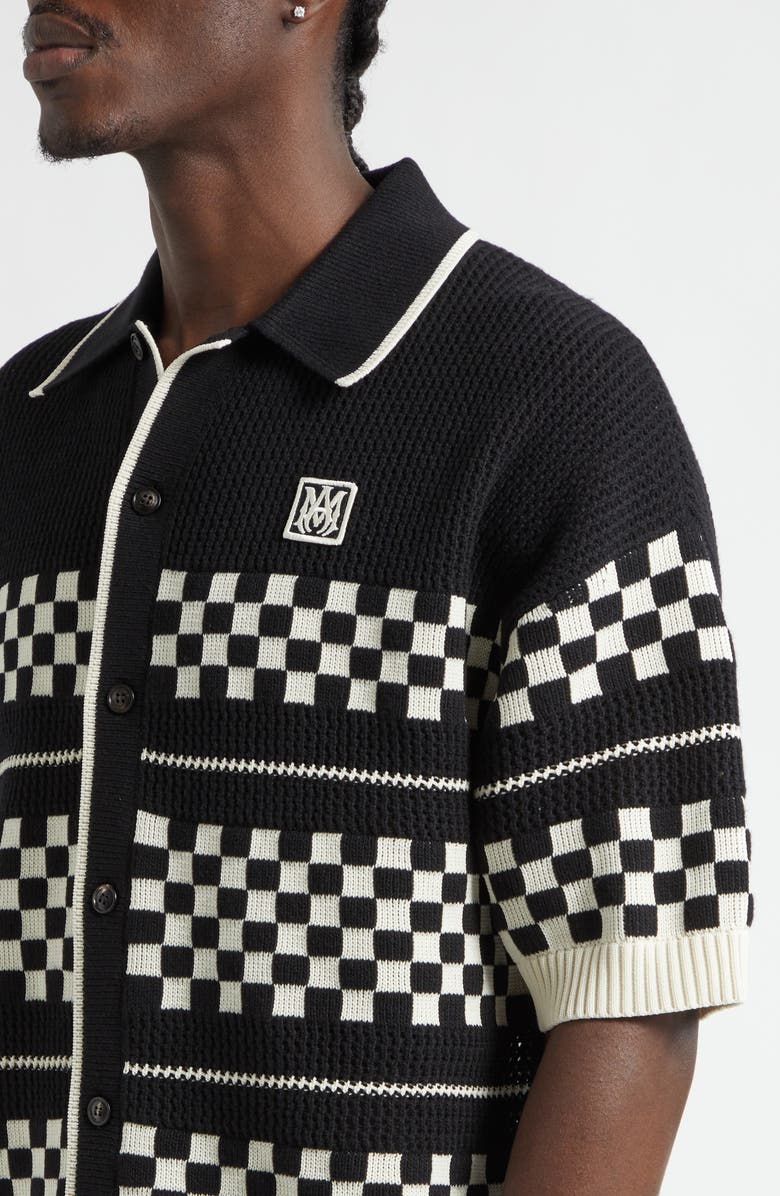 AMIRI Checkered Wool Mesh Shirt, Alternate, color, Black