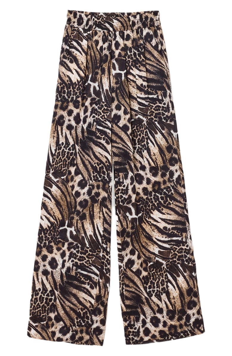 AllSaints Charli Animal Print Linen & Silk Pants, Alternate, color, 