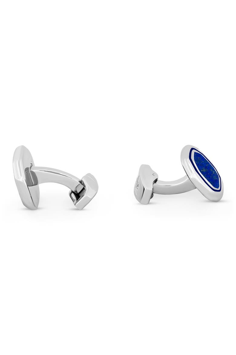 Octagon Lapis Cuff Links, Alternate, color, BLUE