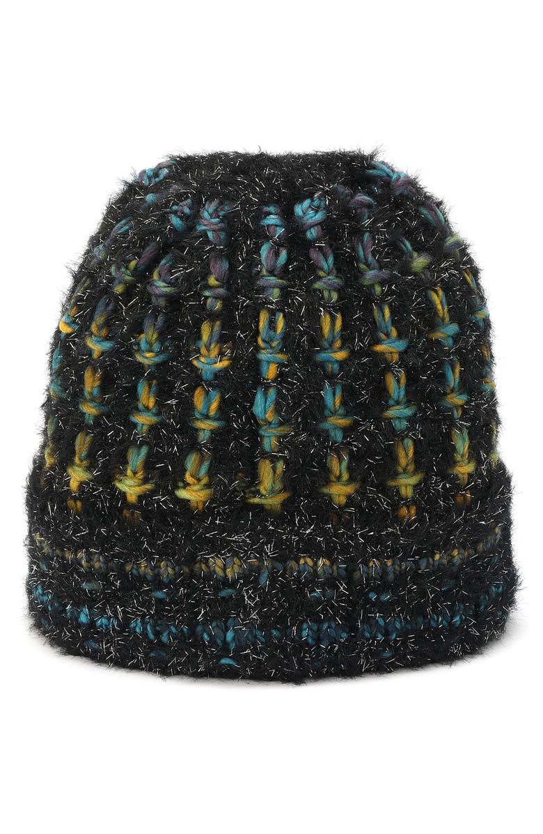 Kurt Geiger London Metallic Eyelash Cuff Beanie, Alternate, color, Classic Black Rainbow