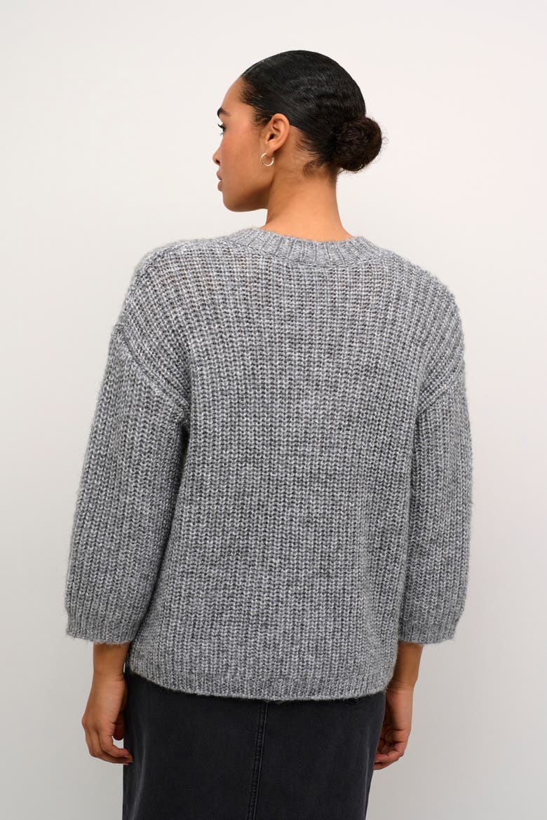 Kavinda V-Neck 3/4 Sleeves Pullover, Alternate, color, Grey Silver Metallic