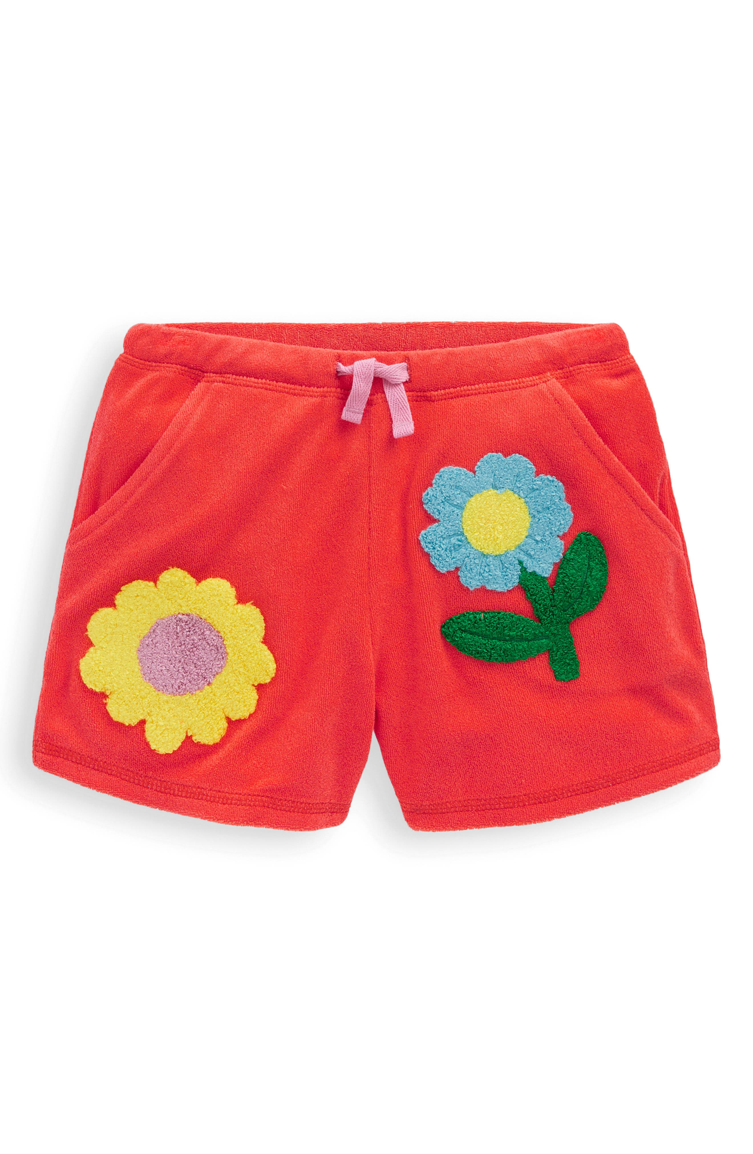 Mini Boden Kids' Floral Appliqué Terry Cloth Shorts