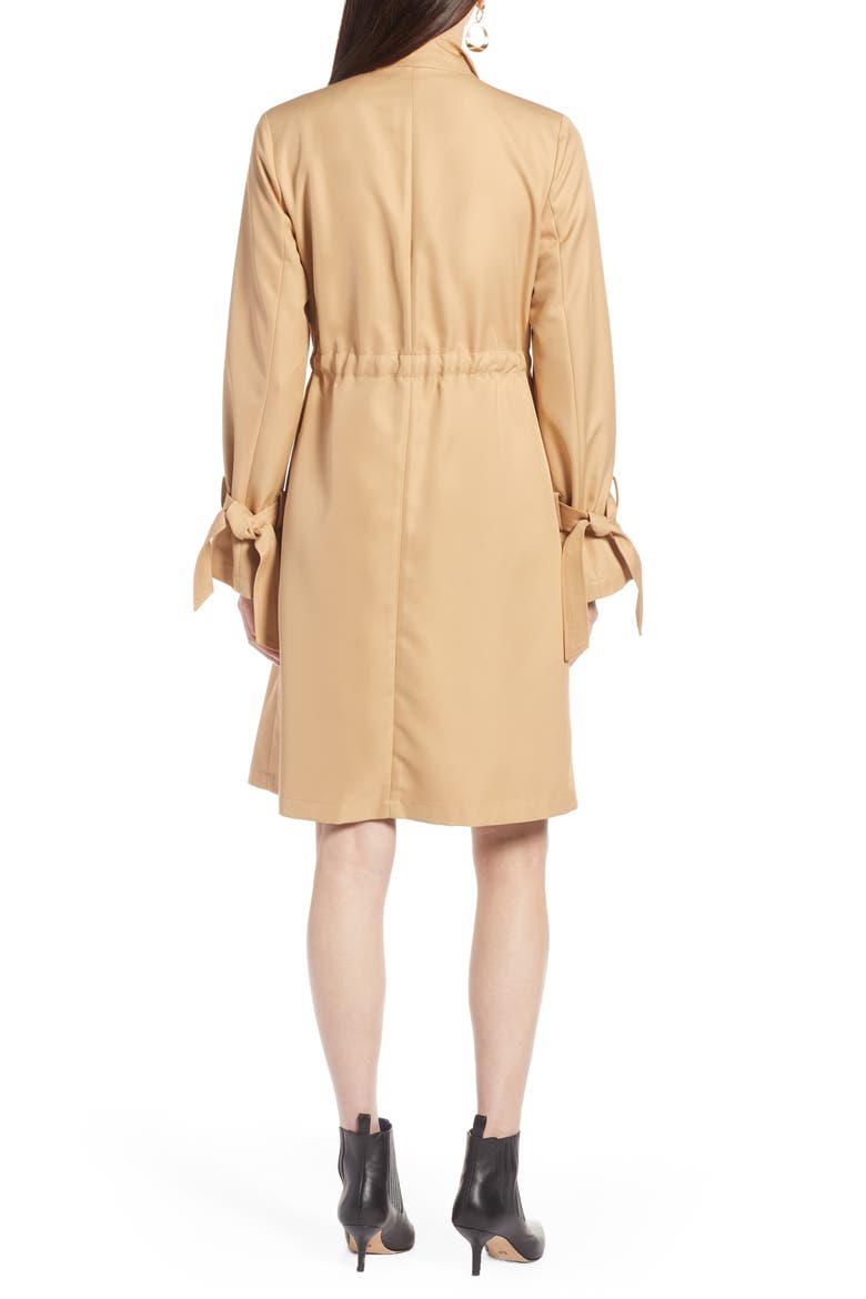 Tie Sleeve Trench Coat, Alternate, color, KHAKI