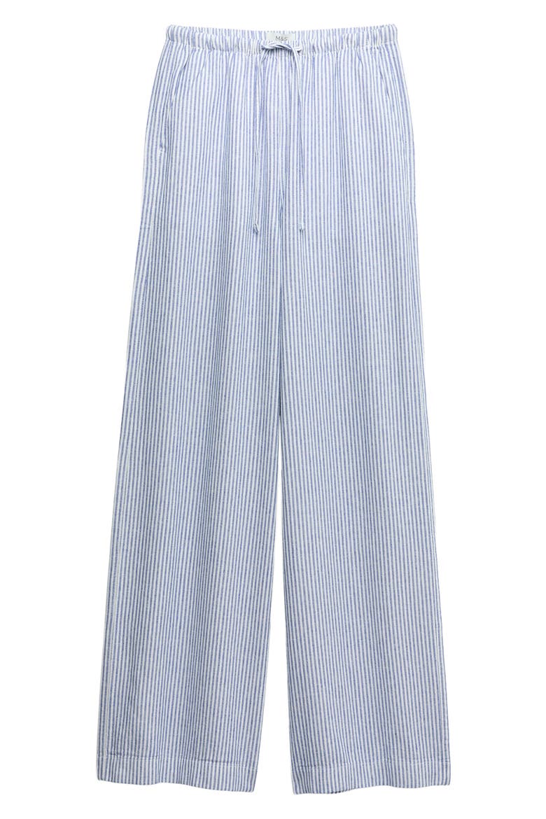 Stripe Wide Leg Linen Blend Drawstring Pants, Alternate, color, BLUE/ MULTI