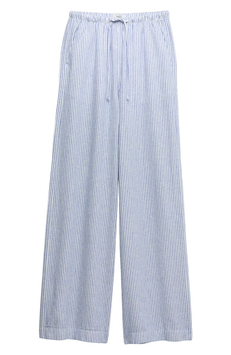 M&S Stripe Wide Leg Linen Blend Drawstring Pants, Alternate, color, Blue/ Multi
