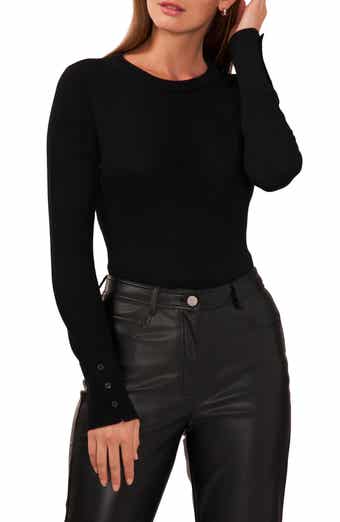 Button Cuff Crewneck Sweater