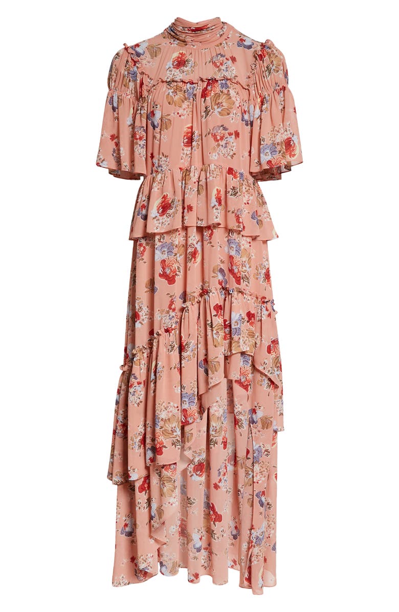Cinq à Sept Jamie Floral Print High-Low Maxi Dress, Alternate, color, 