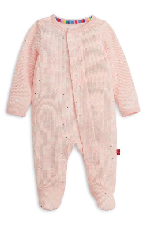 Pink Polaris Waffle Knit Magnetic Closure Footie (Baby)