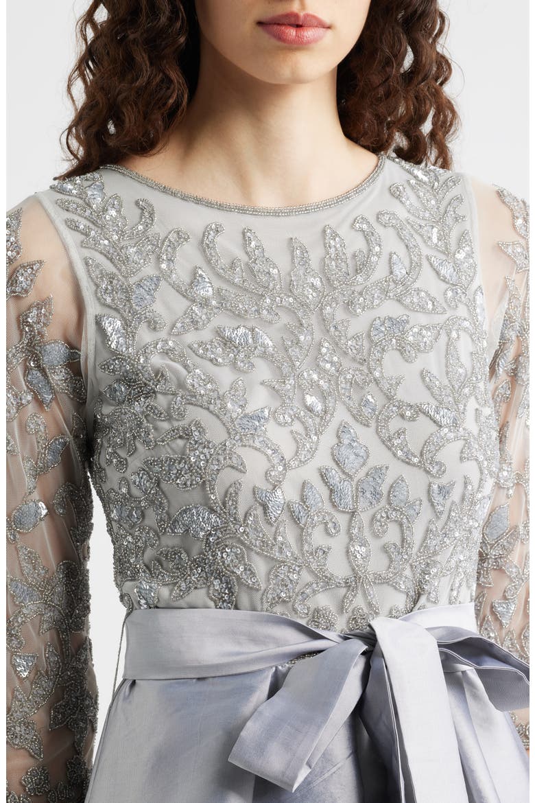 Sequin Bodice Gown, Alternate, color, SILVER