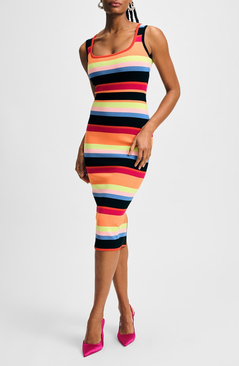 Isaac Mizrahi New York Stripe Sleeveless Sweater Dress, Main, color, 
