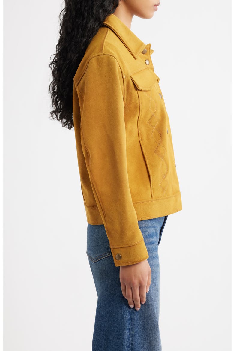 Cow Split Leather Jacket, Alternate, color, MOUSTARD