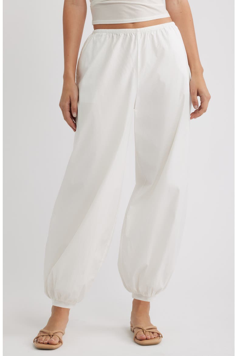 Aven Stretch Organic Cotton Balloon Pants, Main, color, WHITE