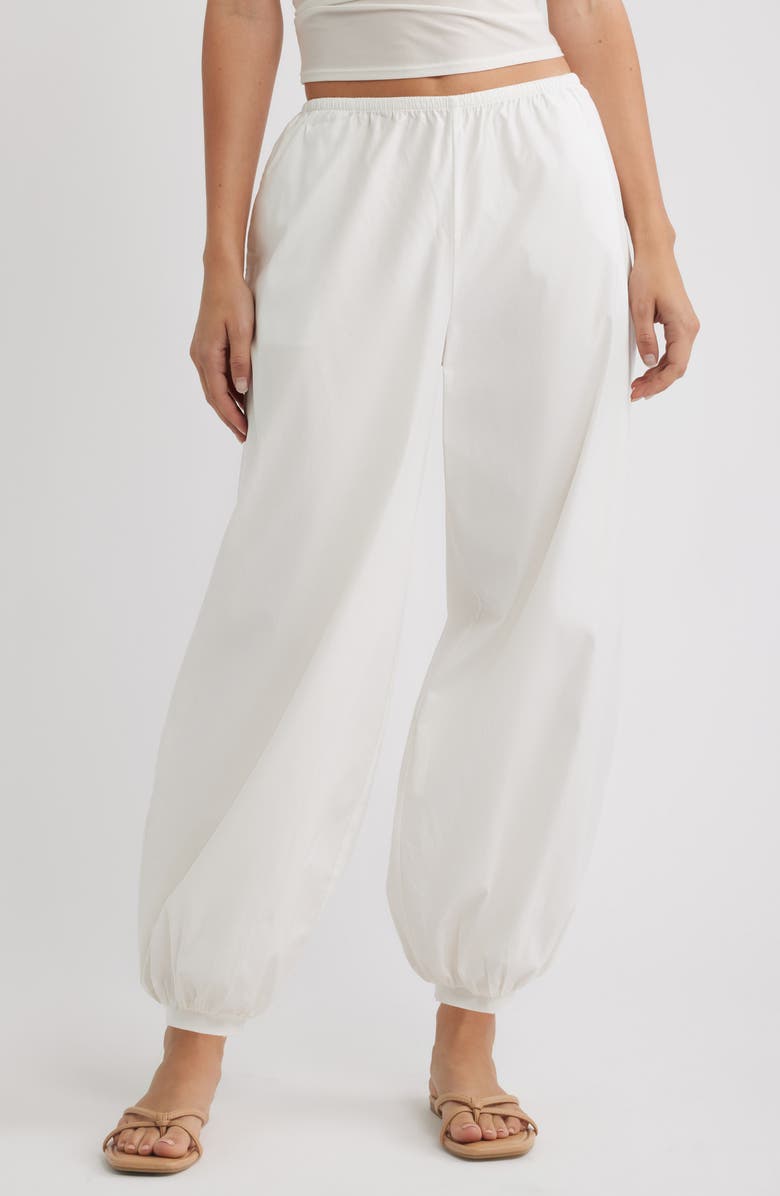 Reformation Aven Stretch Organic Cotton Balloon Pants, Main, color, White