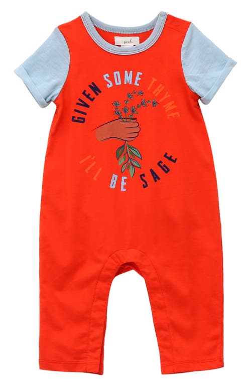 Peek Aren'T You Curious Thyme Graphic Cotton Romper in Red  product