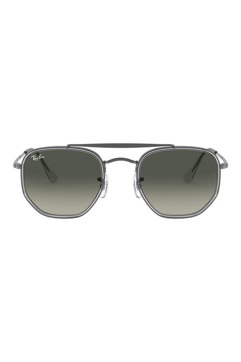 52mm Aviator Sunglasses, Main, color, GUNMETAL