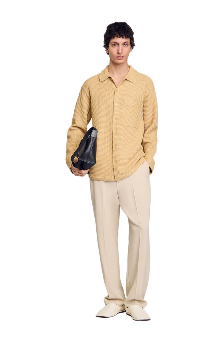 SANDRO Oversized knit shirt, Alternate, color, Nut