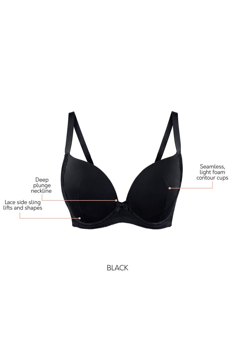 Casey Plunge Molded T-Shirt Bra, Alternate, color, Black