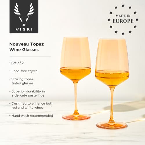 Viski Reserve Nouveau Crystal Wine Glasses Set Of 2