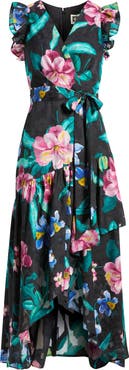 Anne Klein Print Ruffle High-Low Maxi Dress
