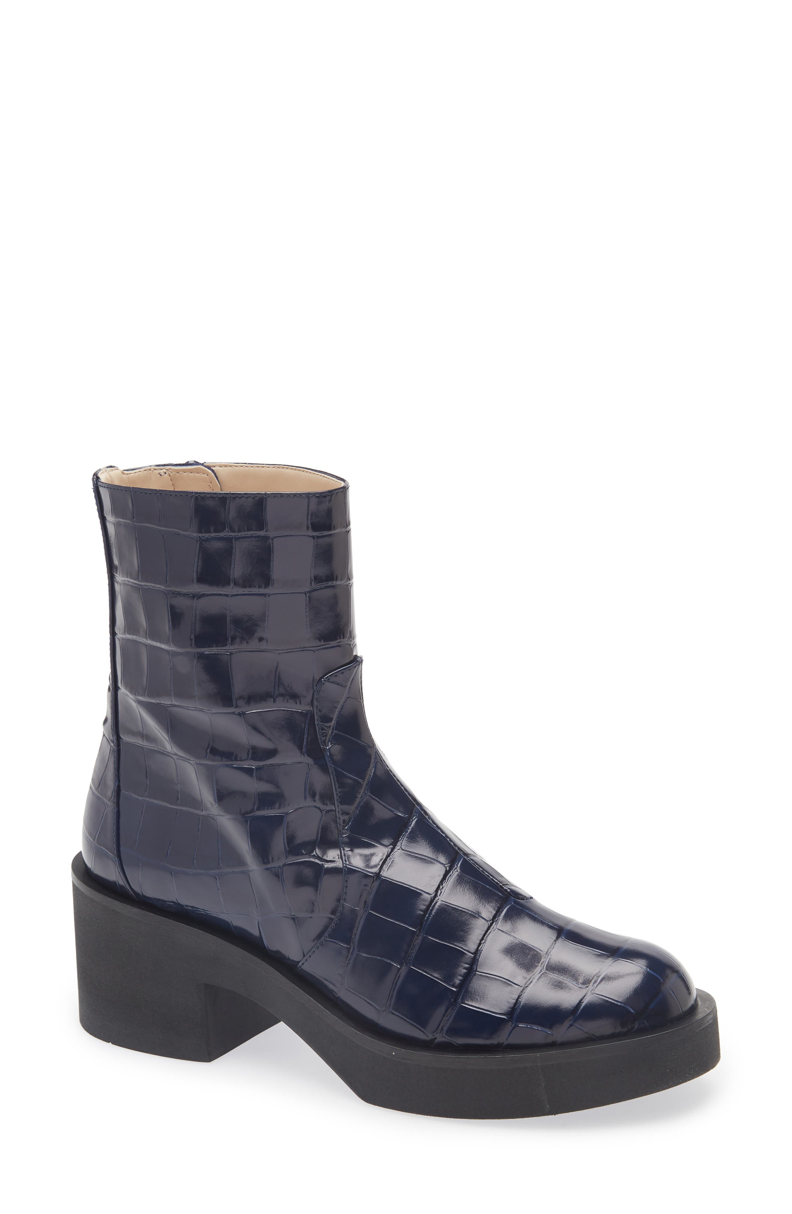 Gotham Croc Embossed Boot, Main, color, FRENCH BLUE